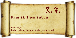 Kránik Henrietta névjegykártya