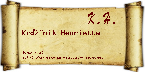 Kránik Henrietta névjegykártya